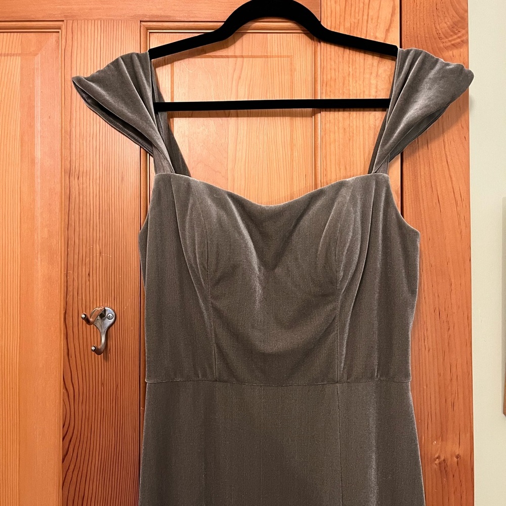 Jenny Yoo Issa Off-The-Shoulder Stretch Velvet Column Gown